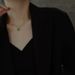 Titanium Steel Small Round Bead Oval Cat's Eye Stone Necklace With Artistic Temperament, Light Luxury Collarbone Chain,_ipsvogv.com