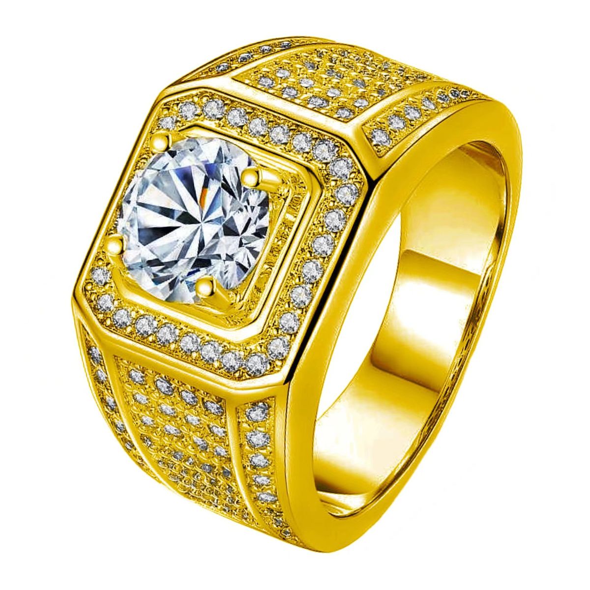Exaggerated 5-carat Full Diamond Fashion With A Lively Korean Style Large Men's Ring Accessory_ipsvogv.com