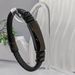 High Quality Black Woven Leather Stainless Steel Men's Bracelet With Simple And Glossy Engraved Letters_ipsvogv.com