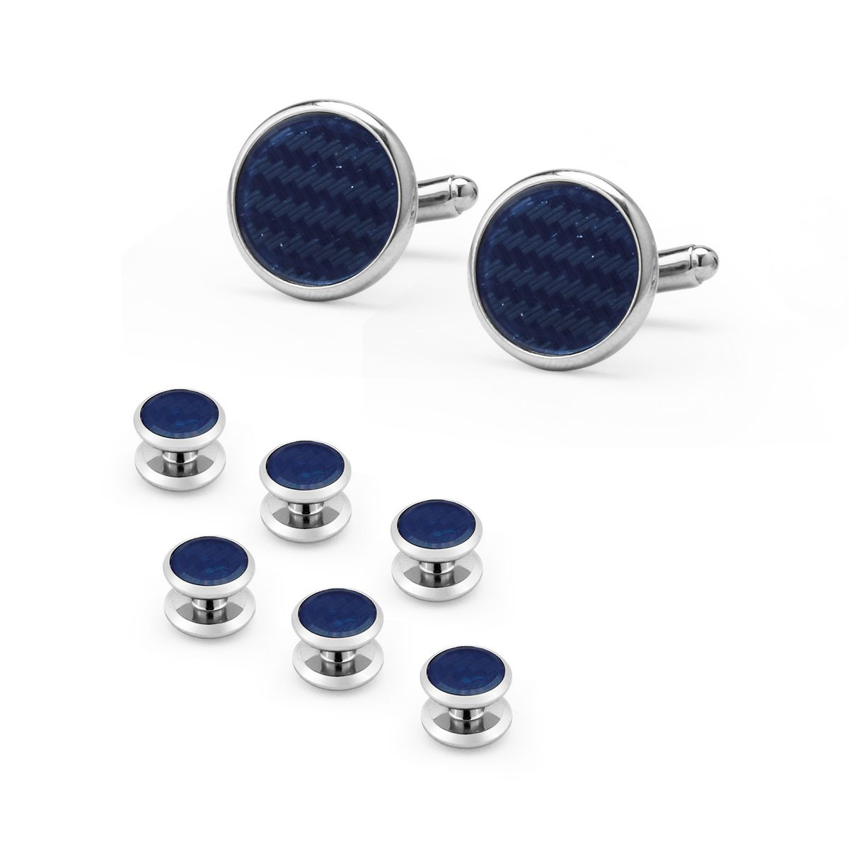 Men's Cufflinks French Shirt Blue Round Fiber Cufflinks Cuff Nail Set Fiber Cufflinks_ipsvogv.com