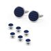 Men's Cufflinks French Shirt Blue Round Fiber Cufflinks Cuff Nail Set Fiber Cufflinks_ipsvogv.com