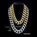 Hip Hop Zinc Alloy 30mm Wide Plated Full Diamond Large Gold Cuban Chain Necklace_ipsvogv.com