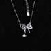 S Pure Silver Moon Messenger Necklace, Female Ins, Niche Design, Temperament, Light Luxury, Cat Eye Stone, Bow,_ipsvogv.com
