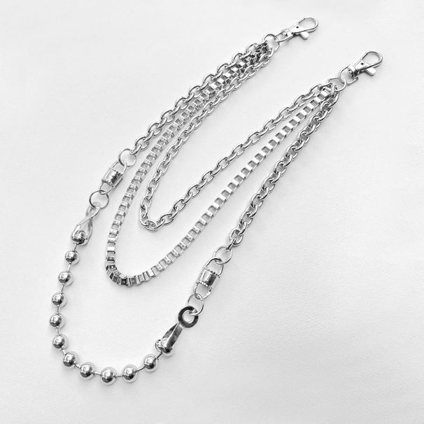 Men And Women's Jewelry Hip Hop Cool Trendy Round Bead Chain Double Buckle Decorative Chain Metal Chain High Street Versatile Youth Casual Pants Chain_ipsvogv.com