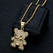 Hip Hop Jewelry Titanium Steel Gold-Plated Diamond-Studded Bear Pendant Necklace_ipsvogv.com