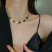 Titanium Steel Five Emerald Blade Chain Bracelet Necklace Set With Advanced Design Sense, Small Neckchain Accessories_ipsvogv.com