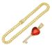 Trendy men trendy women, cool red heart key shaped pendant necklace with large buckle and diamond inlaid Cuban chain_ipsvogv.com