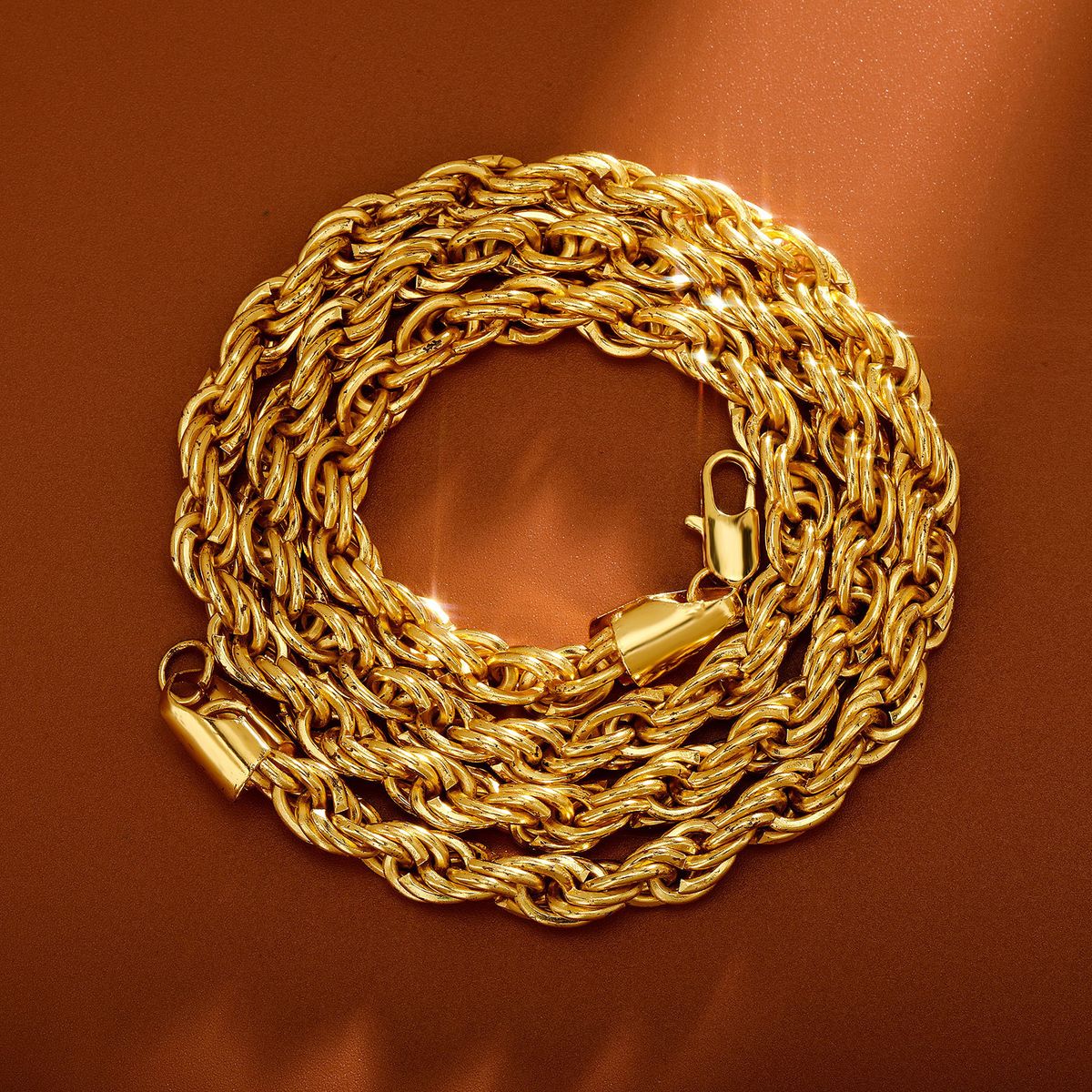 6MM thick twist chain color-retaining electroplating non-fading gold necklace hip hop men's chain_ipsvogv.com