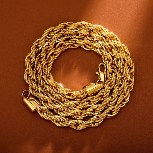 6MM thick twist chain color-retaining electroplating non-fading gold necklace hip hop men's chain_ipsvogv.com