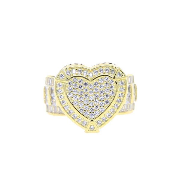 Women's Heart-Shaped Zircon Ring - Hip Hop Fashion Jewelry, Cubic Zirconia Studded, Gold & Silver Ring Jewelry_ipsvogv.com
