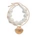Exaggerated Metal Large Fan Shell Pendant Necklace, Fashionable Instagram Style Pearl Bead Collarbone Necklace_ipsvogv.com