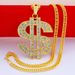 Hip Hop US Dollar Symbol Pendant Necklace Exaggerated Personality, Alloy Trendy Men With Diamond Inlaid Gold Chain_ipsvogv.com