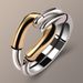 Sanjie Ins Style Geometric Bone Bamboo Creative Plating Two Tone Ring Female_ipsvogv.com