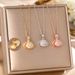 Korean Style Diamond Studded Fashionable Shell Pearl Titanium Steel Necklace, Women's Anti Fading Temperament Fan-shaped_ipsvogv.com