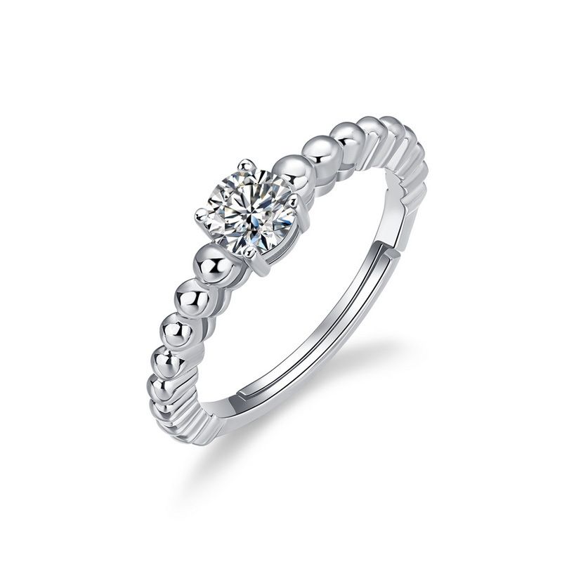 Moissanite Four Claw Ring Female S925 Silver Inlaid With Colored Gemstones Proposal Single Ring Fashionable Personality Light Luxury_ipsvogv.com