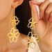 exaggerated leaves flower earrings women's retro fashion long alloy flower earrings_ipsvogv.com