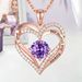 Women’s Jewelry Set Fashion double layer love rose gold pendant female colored zircon heart shaped necklace Valentine's Day Mother's Day gift_ipsvogv.com