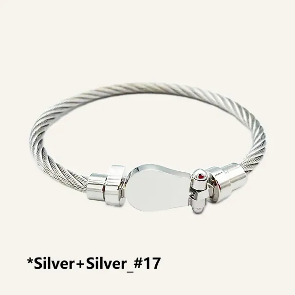 new Fashion brand Horseshoe Cable Bracelets White Gold Plated Black sier Bracelet For Men Women Accessories Jewelry_ipsvogv.com