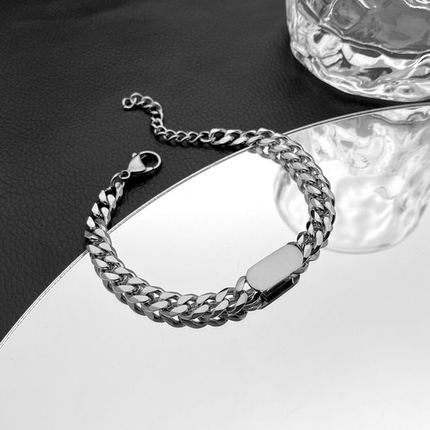 Cuban For Men Trendy Niche Design High-end Titanium Steel Bracelet Hip-hop Cool Simple Elegant Men's Jewelry_ipsvogv.com