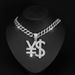 Hip Hop Currency Symbol ¥ $pendant Fashion Trend Letter Necklace Men's Alloy Cuban Chain Decoration_ipsvogv.com