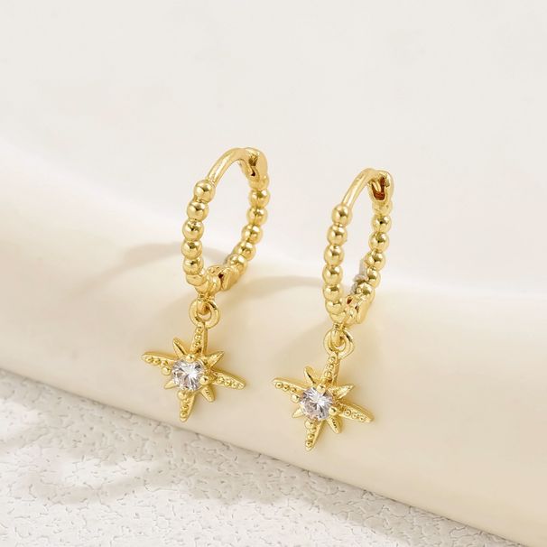 Personalized fashionable earrings for women octagonal star inlay zircon design. Earrings with simple and versatile ear_ipsvogv.com