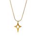 Four-Pointed Star Shell Pendant Necklace - Gold Plated Stainless Steel Clavicle Chain For Women_ipsvogv.com
