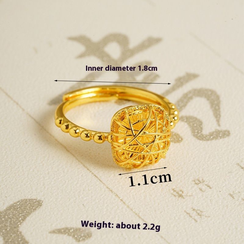 Vietnamese Sand Gold Hollowed Out Small Square Sugar Necklace For Women That Never Fades, Light Luxury High-end_ipsvogv.com