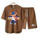 Men's Clothing 2024 Waffle Casual Summer Suit Men's Loose Teen Short sleeved T shirt Shorts Handsome Two piece Suit_ipsvogv.com