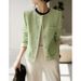 Women's Clothing Wool tweed autumn short candy green tops _ipsvogv.com