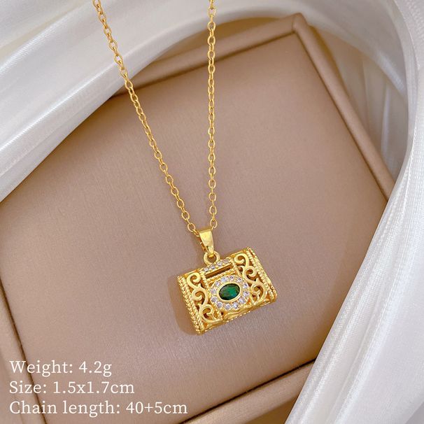 【 Titanium Steel 】 Ancient Style Bag, Fashionable, Light Luxury, Gorgeous, Full Diamond Necklace, Women's Versatile_ipsvogv.com