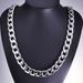 Mens Cuban Heavy Jewely Necklace Stainless Steel Silver Tone_ipsvogv.com