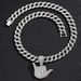 New Lucky Gesture 6 Full Diamond Alloy Pendant Hip Hop Cuban Chain Personalized Design Men's Necklace_ipsvogv.com