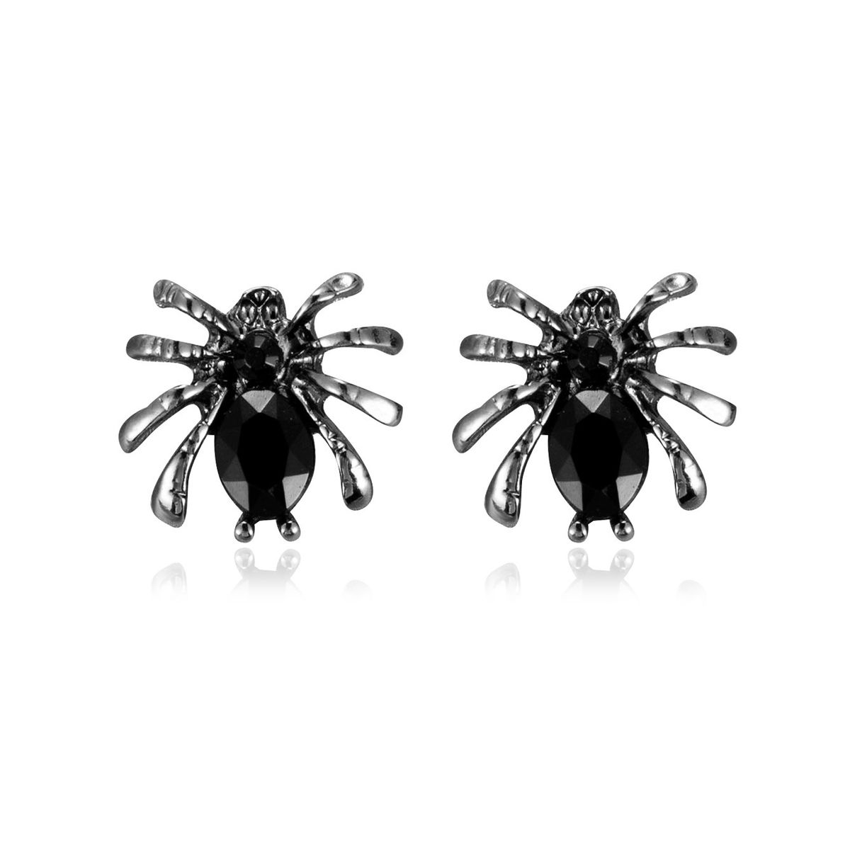 Gothic dark black spider earrings for women ins style personality diamond three dimensional spider earrings Halloween earrings_ipsvogv.com