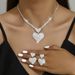Women’s Jewelry Set Fashion Women's Diamond Heart Necklace Earrings Fashion Wedding Party Valentine's Day Gift Jewelry High End Clavicle Chain_ipsvogv.com