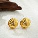 Unisex Fresh Personality Stainless Steel Double Sided Shell Earrings Fashionable And Versatile Temperament And Versatile High End Earrings_ipsvogv.com