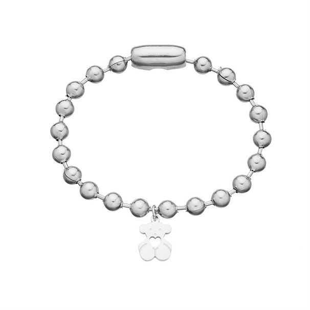 6mm Bead Necklace Simple Love Bear Women's Stainless Steel Bracelet Necklace Versatile Set_ipsvogv.com