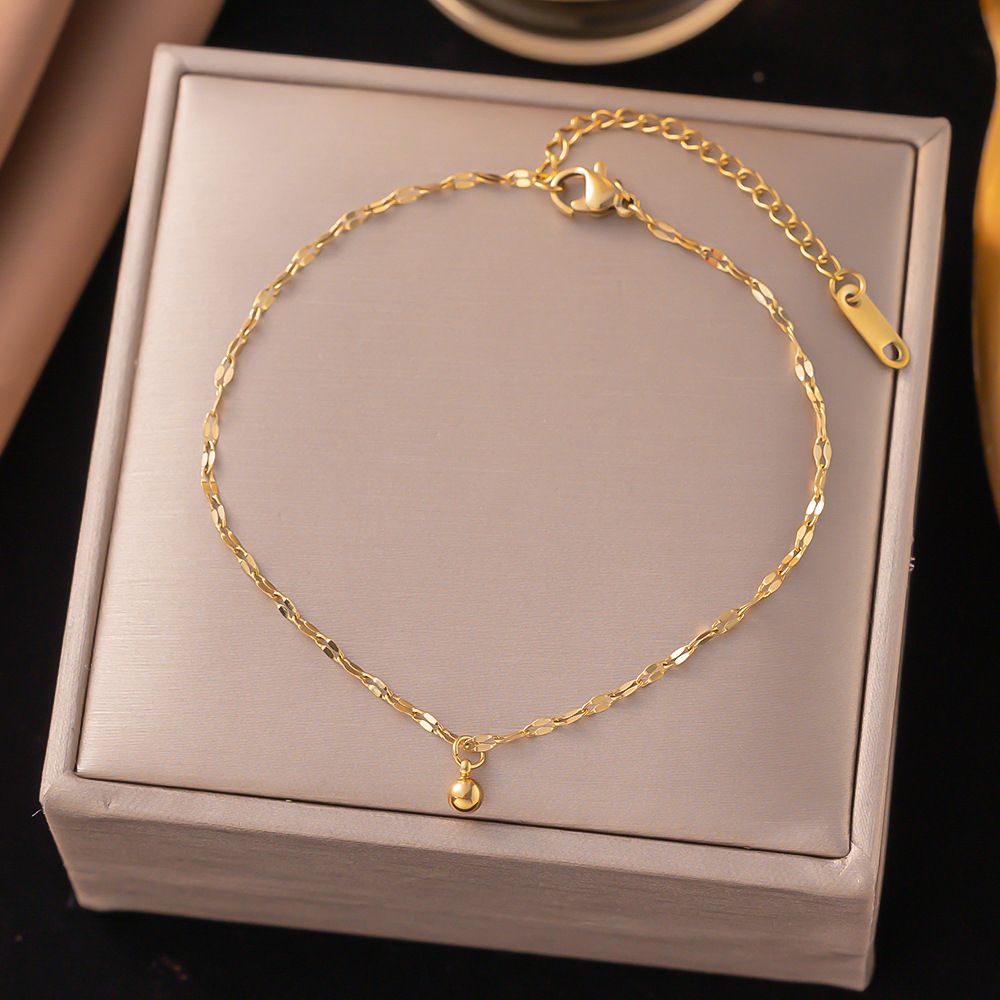 Fashionable And Versatile 2024 New Gold Bead Ball Accessories Women, Stainless Steel Foot Chain For Women_ipsvogv.com