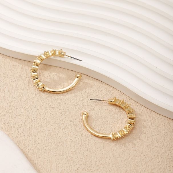 Ins High-End Sense C-Shaped Niche Design French Exquisite Inlaid With Colored Diamonds Zircon Alloy Earrings_ipsvogv.com