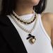 Accessories Fashion Pearl Ribbon Beaded High-end Heart Pendant Necklace Set_ipsvogv.com
