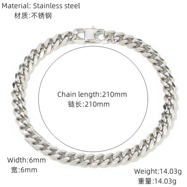 Men's Jewelry Stainless Steel Six Sided Grinding Bracelet Jewelry High End Cuban Chain Plain Chain Women's Jewelry_ipsvogv.com