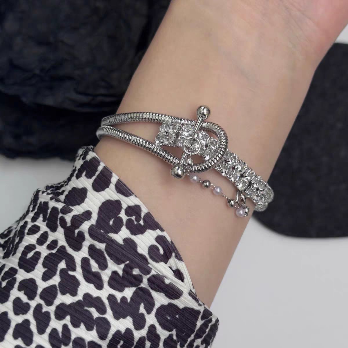 Asymmetric Tassel Belt Buckle Choker Sparkling Diamond Cool Style With Niche Design, High-end Non Fading Necklace_ipsvogv.com