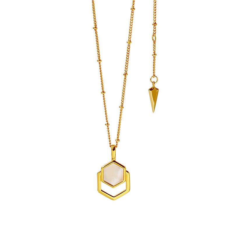 Women's Jewelry Fashion Geometric Stacked Malachite Chain Necklace_ipsvogv.com
