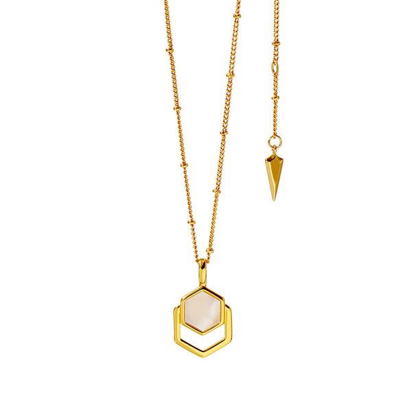 Women's Jewelry Fashion Geometric Stacked Malachite Chain Necklace_ipsvogv.com