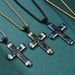 Original new style random pattern two color diamond cross necklace spot supply men's titanium steel accessories pendant_ipsvogv.com