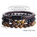 New Hip Hop Punk Beaded Men's Bracelet Set Stacking Black Agate Tiger Eye Stone Leather Magnetic Buckle Bracelet_ipsvogv.com