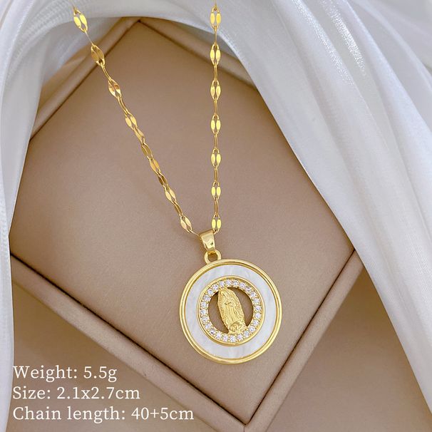 【 】 Shell Head Zircon Light Luxury Charm Gorgeous Full Diamond Necklace Women's Versatile Clavicle Titanium Steel Chain_ipsvogv.com