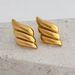 Real Gold Electroplated Titanium Steel VINTAGE Pointed Flamingo Wing Earrings_ipsvogv.com