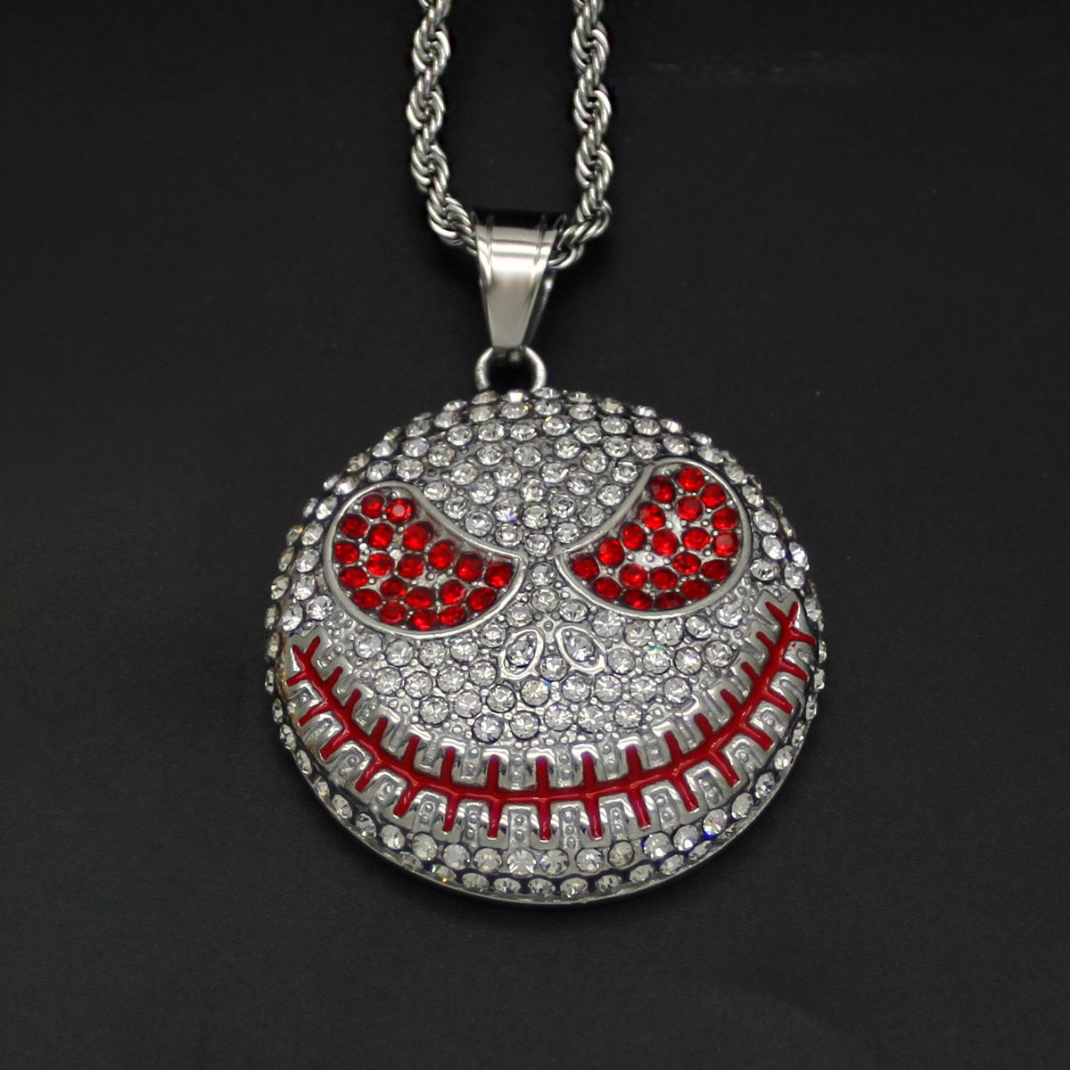 Jack Skellington Skull Cartoon Pendant Hip Hop Titanium Steel Necklace DZ492_ipsvogv.com