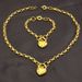 Yellow Heart Belcher Padlock Pendant Necklace & Bracelet for Women_ipsvogv.com