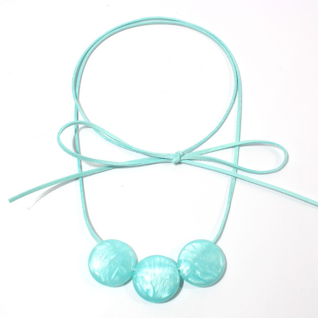 Fashion Simple Cotton Rope Necklace Creative Geometric Personality Candy Color Round Cake Retro Necklace Female_ipsvogv.com